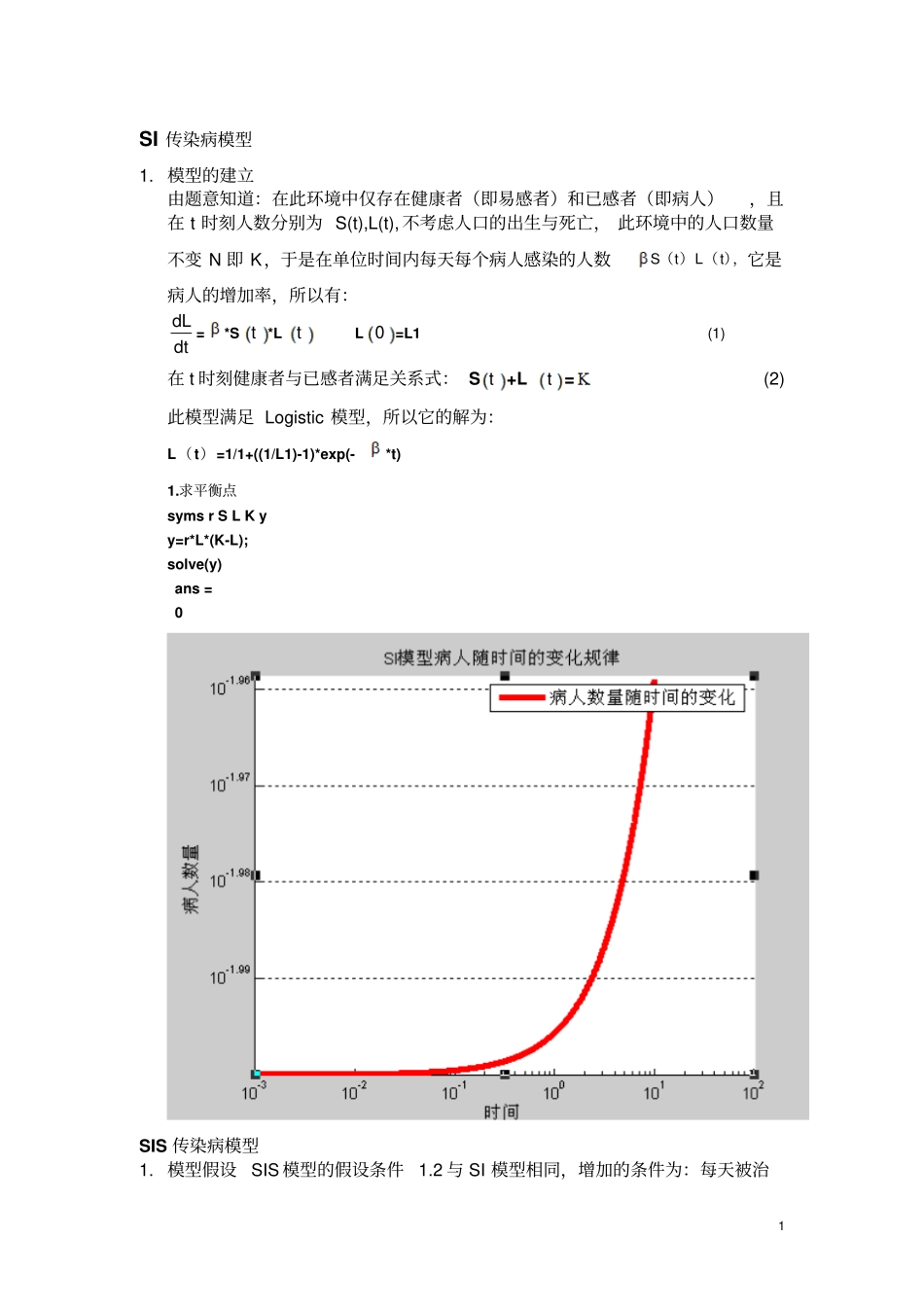 完整版SI传染病模型_第1页