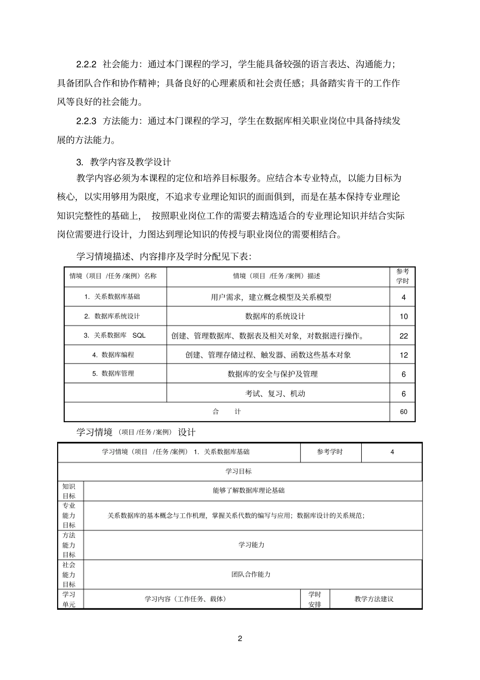 完整版SQLServer数据库原理与技术课程标准_第2页