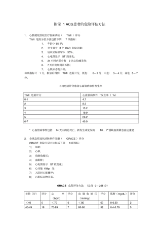 完整版TIMI和GRACE评分