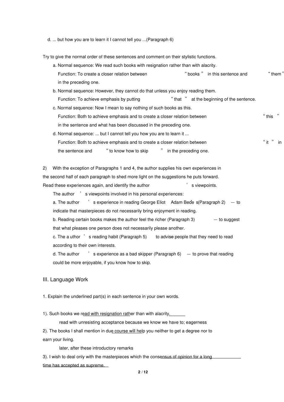 完整版Unit3OnReading练习答案_第2页