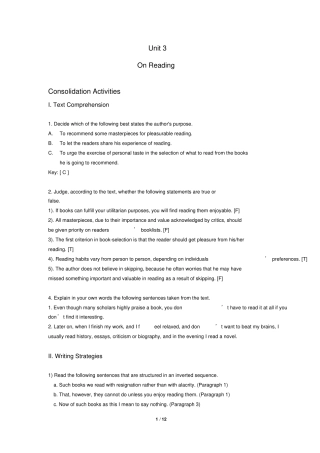完整版Unit3OnReading练习答案