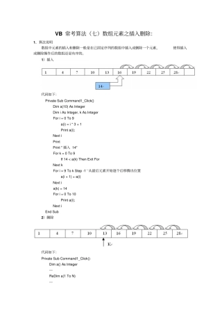 完整版VB常用算法——数组元素插入与删除