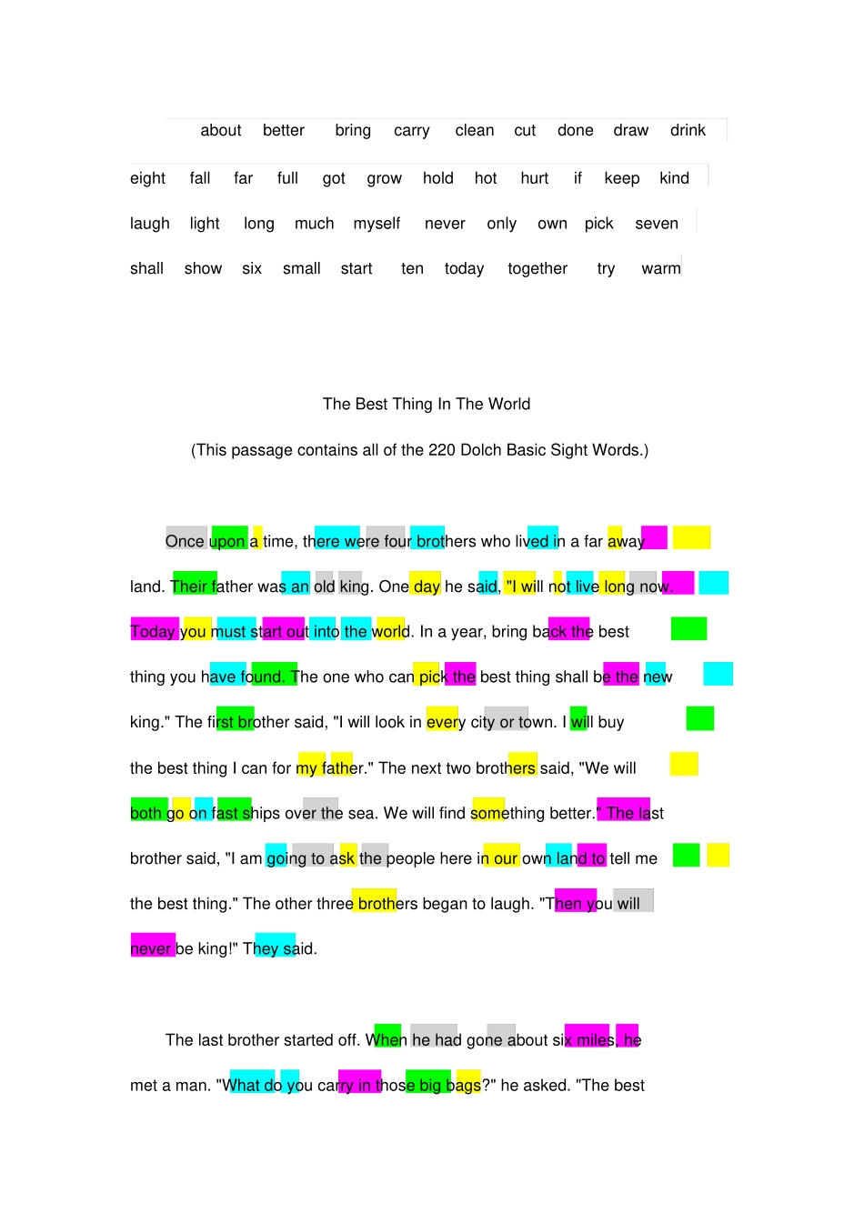 完整版一个包括了220个高频单词的英语故事_第2页