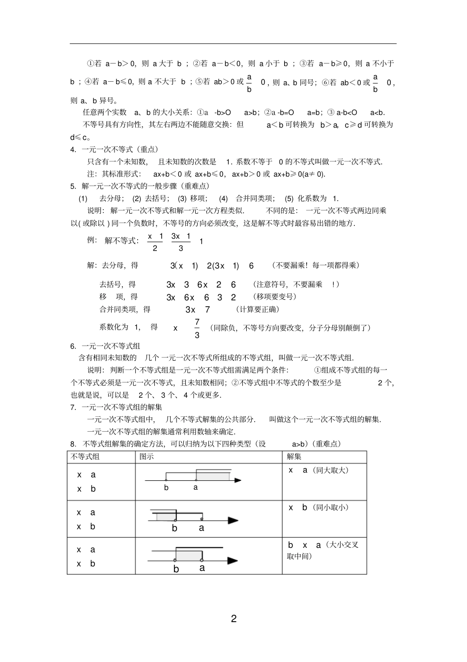 完整版一元一次不等式复习讲义_第2页