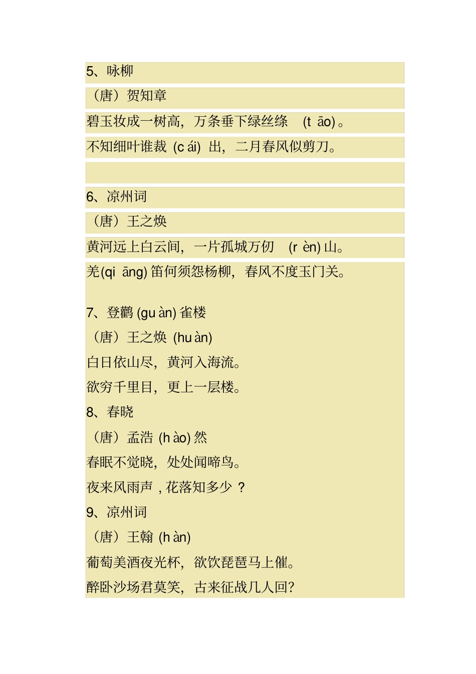 完整版一到二年级需要背会的古诗词_第2页