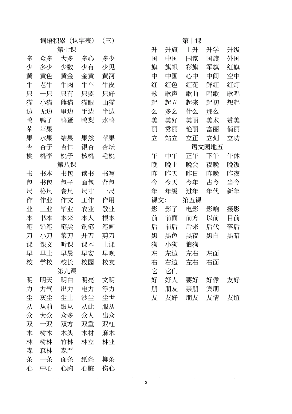 完整版一年级词语积累_第3页