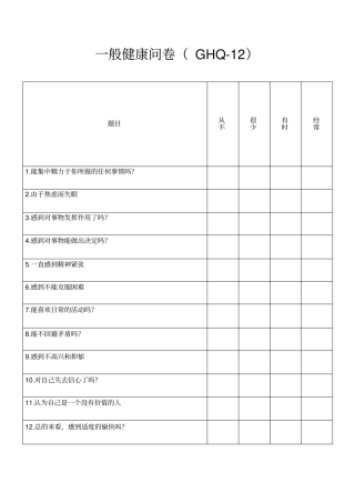 完整版一般健康问卷