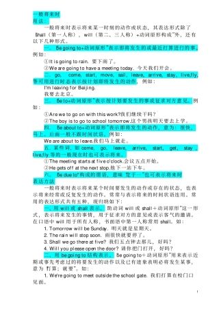 完整版一般将来时练习题及答案学习