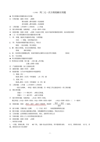 完整版七年级数学二元一次方程组解应用题分类汇编