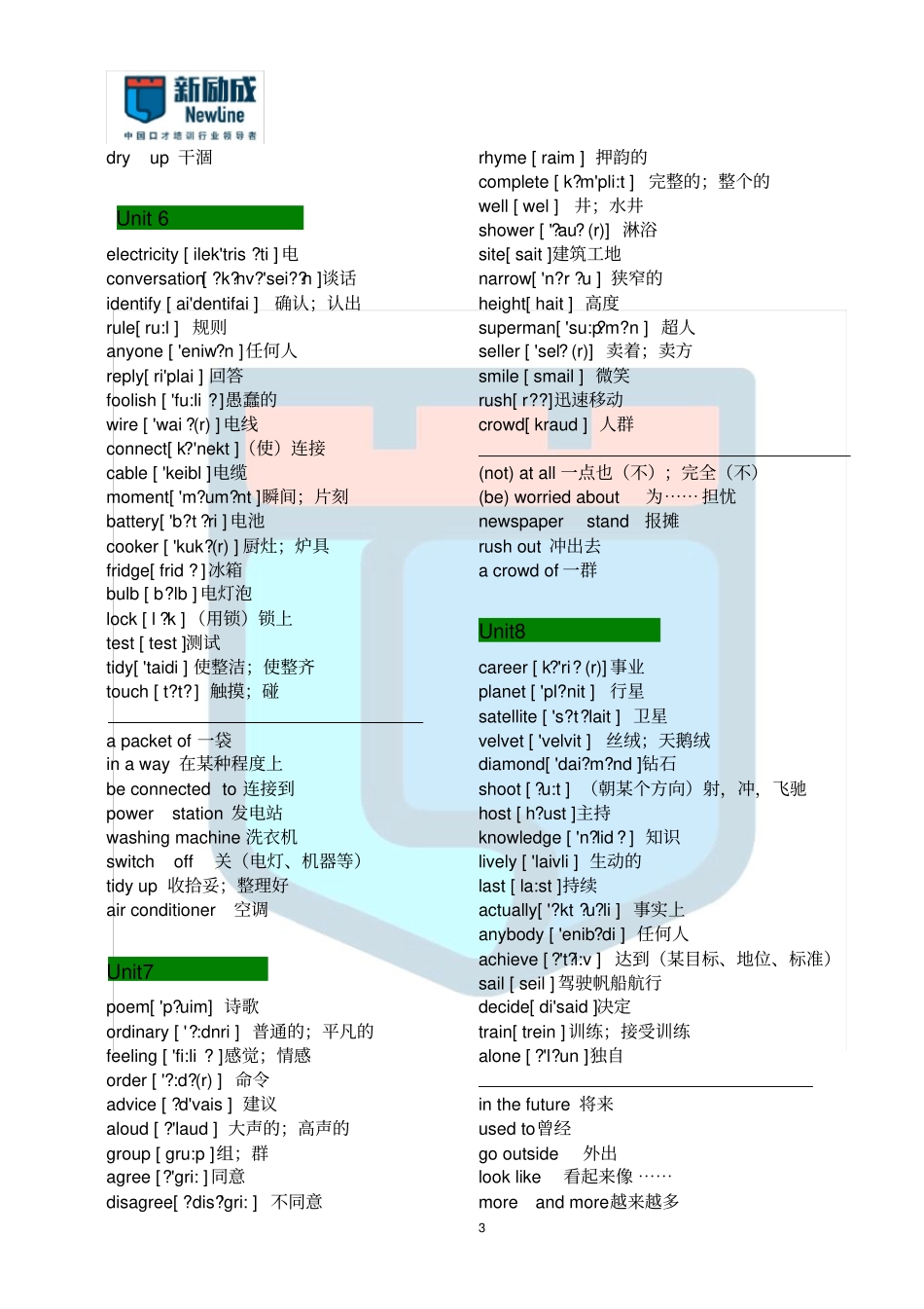 完整版七年级英语下册词汇表上海教育出版社_第3页