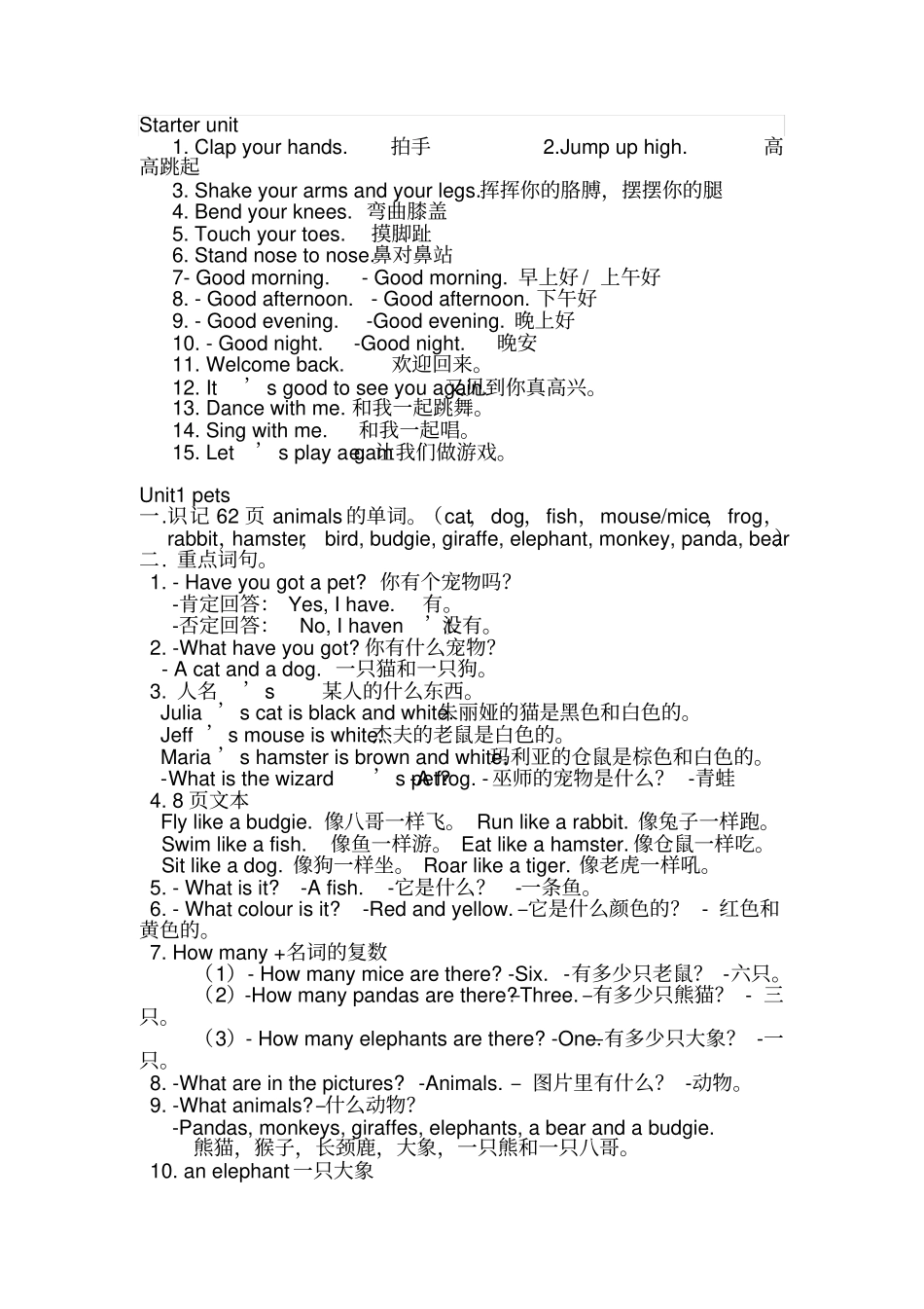 完整版三年级英语下册复习资料_第1页
