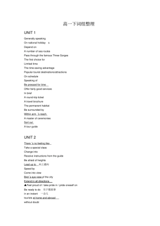 完整版上海新世纪英语高一下词组整理