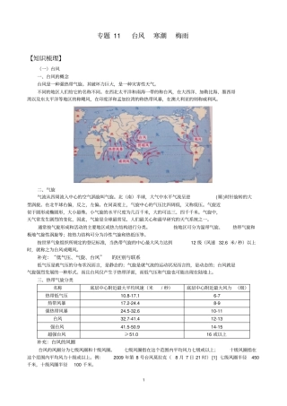 完整版专题11台风寒潮梅雨知识梳理