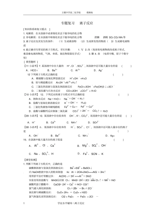 完整版专题复习离子反应