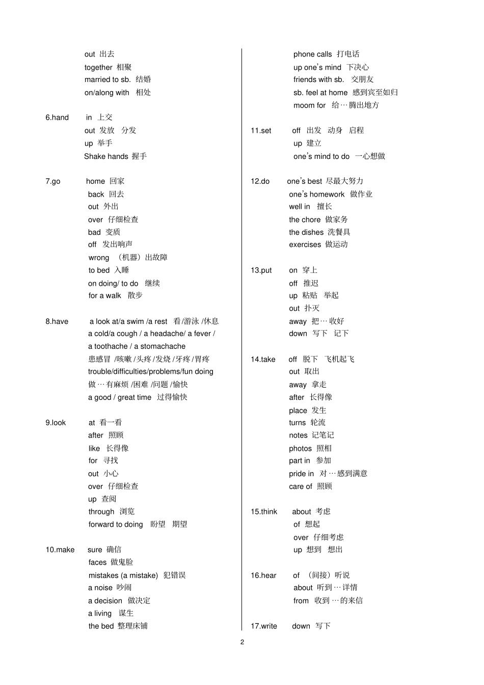 完整版中考英语常考的动词短语归纳_第2页