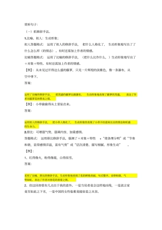 完整版中考记叙文赏析句子