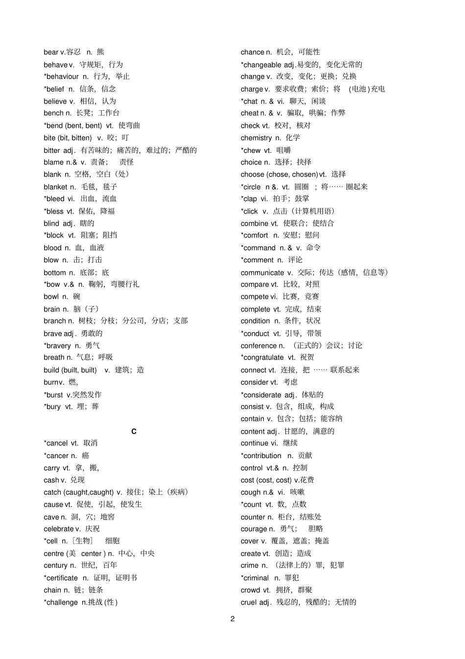 完整版中职英语新课标词汇表_第2页