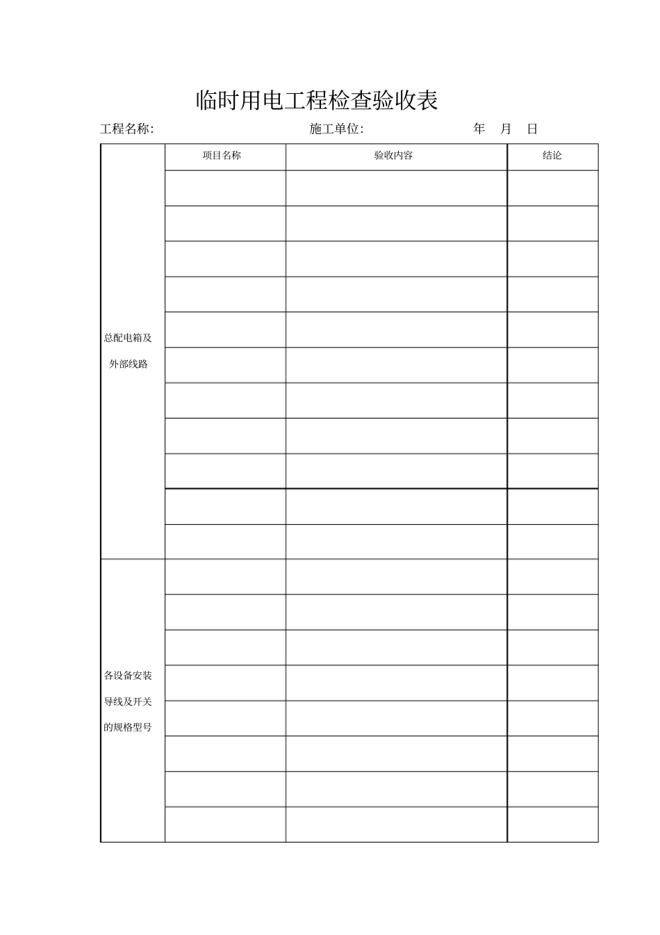 完整版临时用电定期检查表格_第2页