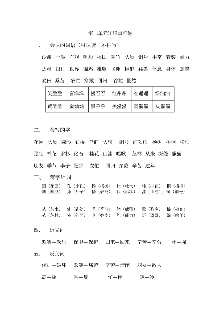 完整版二年级上册语文知识点归纳打印版_第3页