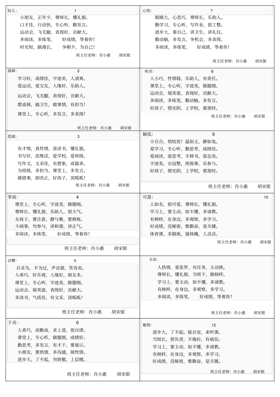 完整版二年级学生个性化评语_第1页
