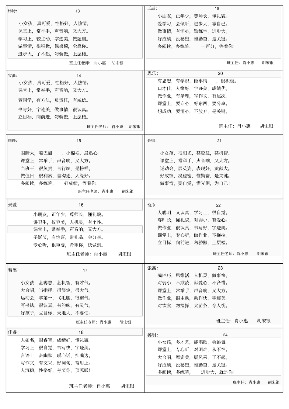 完整版二年级学生个性化评语_第2页