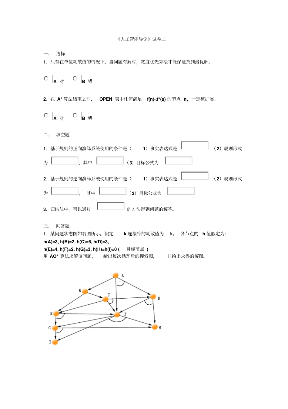 完整版人工智能导论试卷二上海交大_第1页
