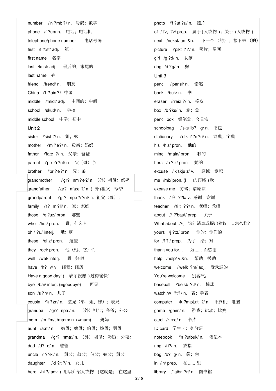 完整版人教新目标英语七上英语单词表含音标_第2页