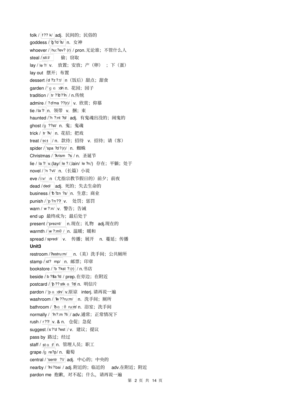 完整版人教版九年级英语单词含音标_第2页