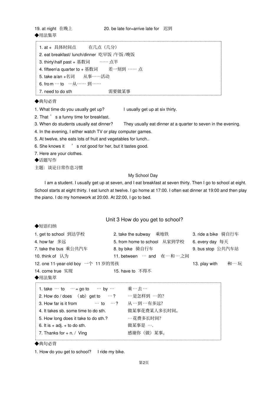 完整版人教版初一下册英语知识点,推荐文档_第2页