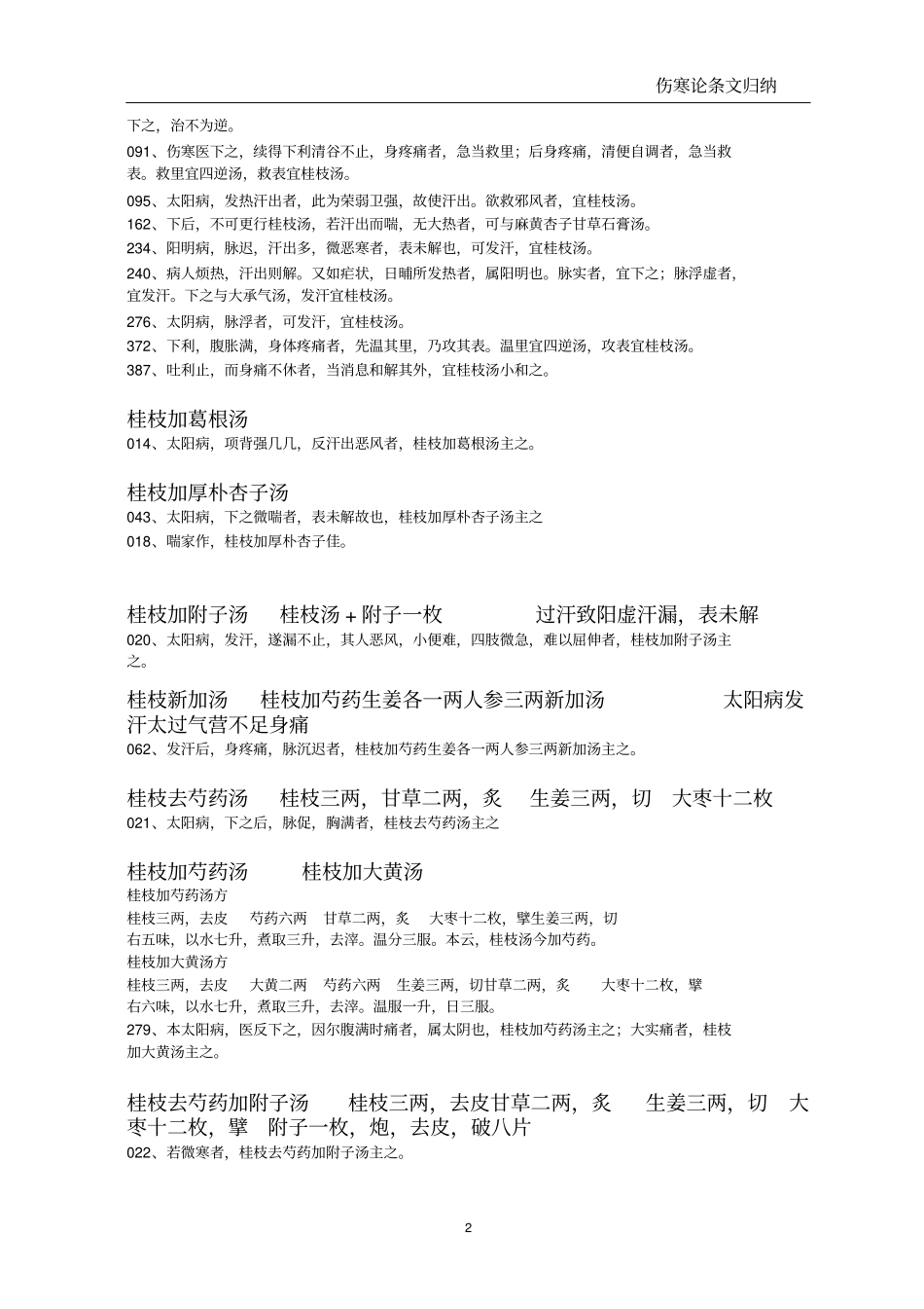 完整版伤寒论条文归纳,推荐文档_第2页