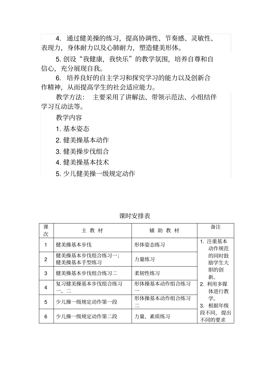 完整版健美操教学计划及进度安排_第2页
