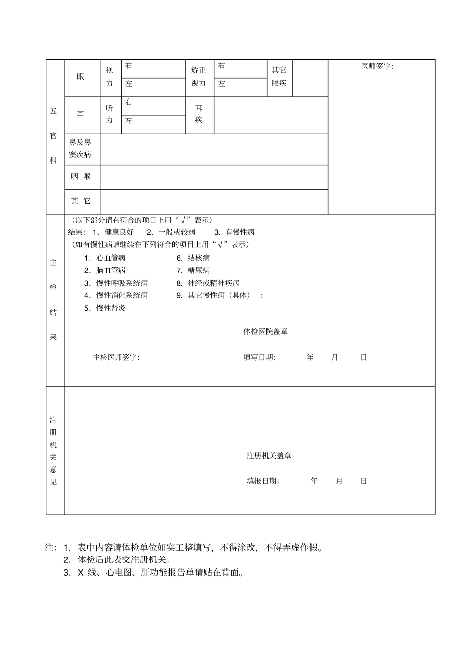 完整版入职体检表模版_第2页