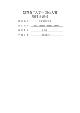 完整版创青春项目计划书
