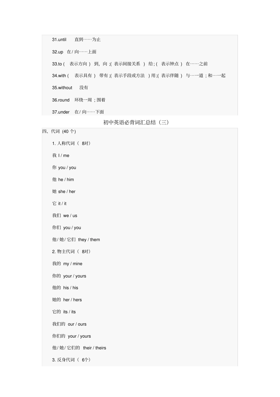 完整版初中英语必背词汇大全汇总,推荐文档_第3页