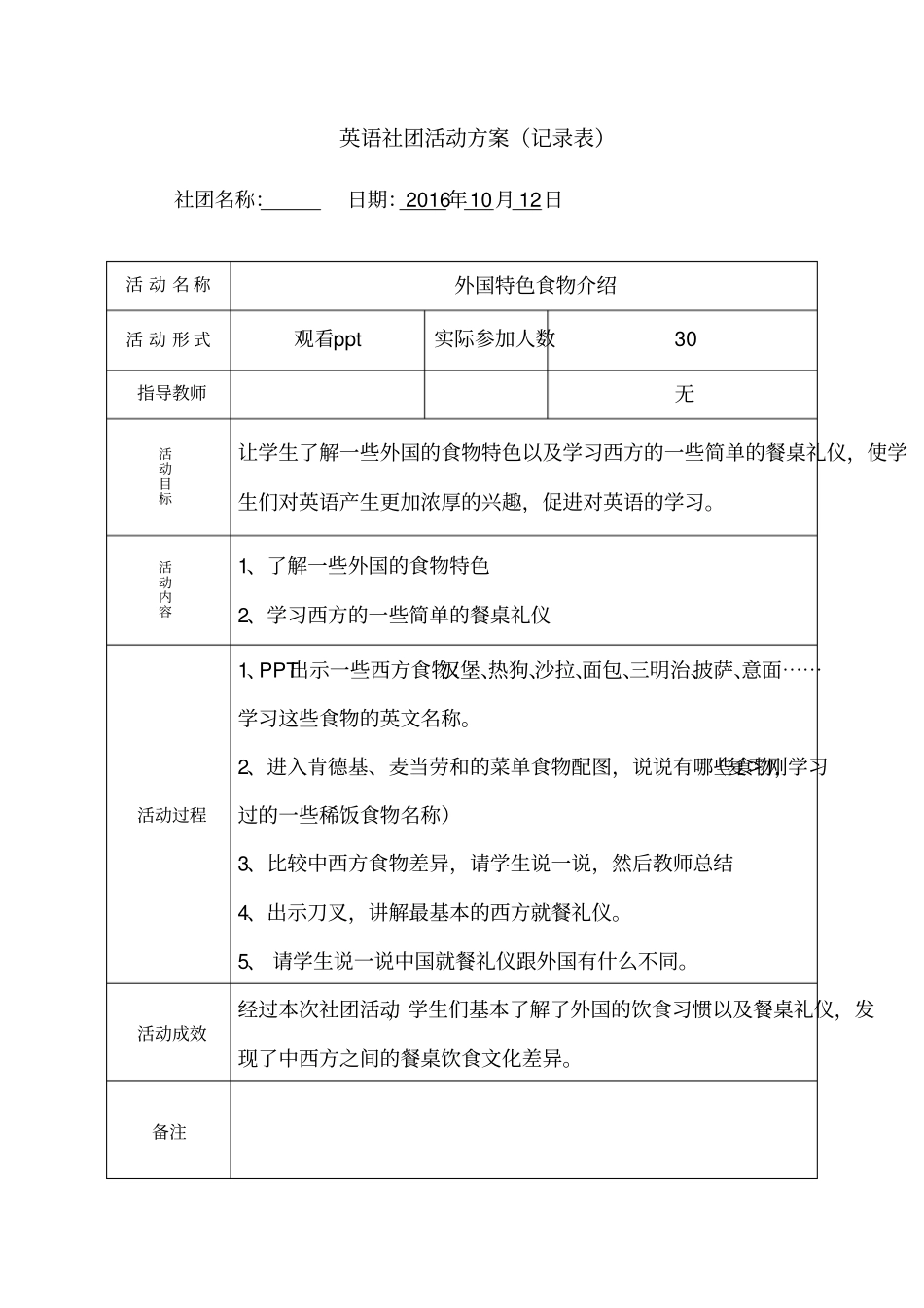 完整版初中英语社团活动记录_第3页