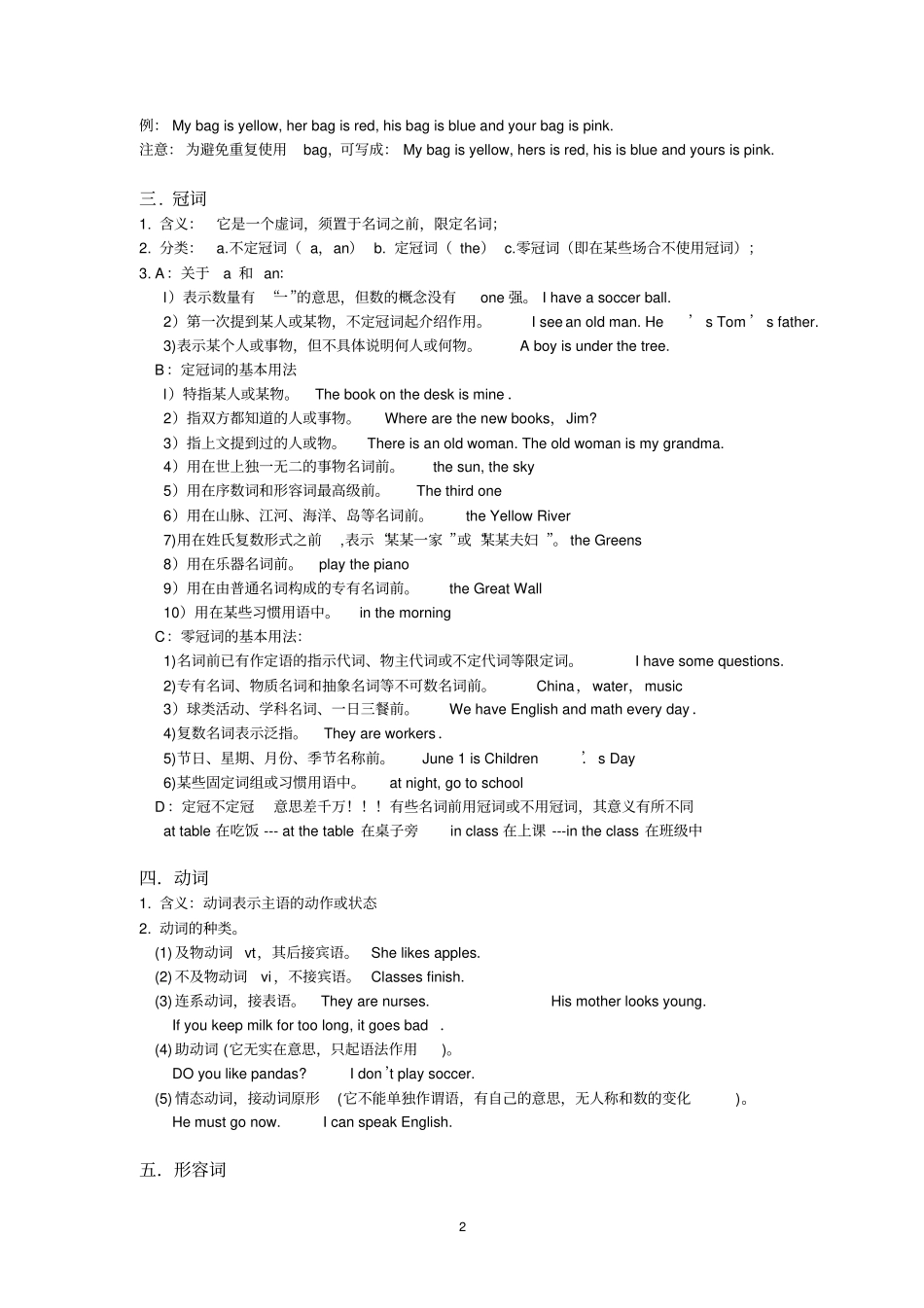 完整版初中英语词性的讲解_第2页