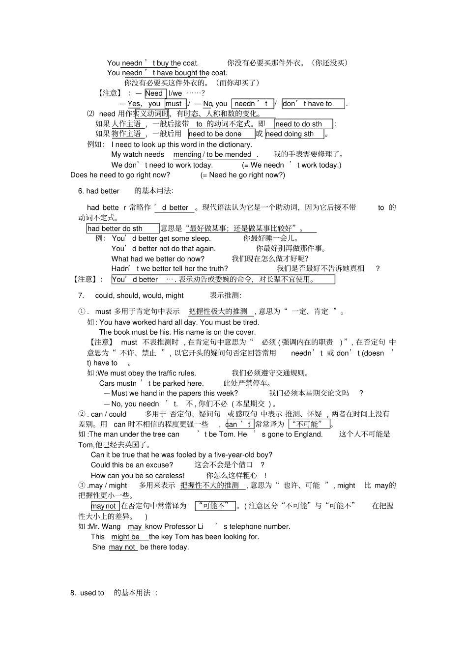 完整版初中英语语法专题情态动词_第3页