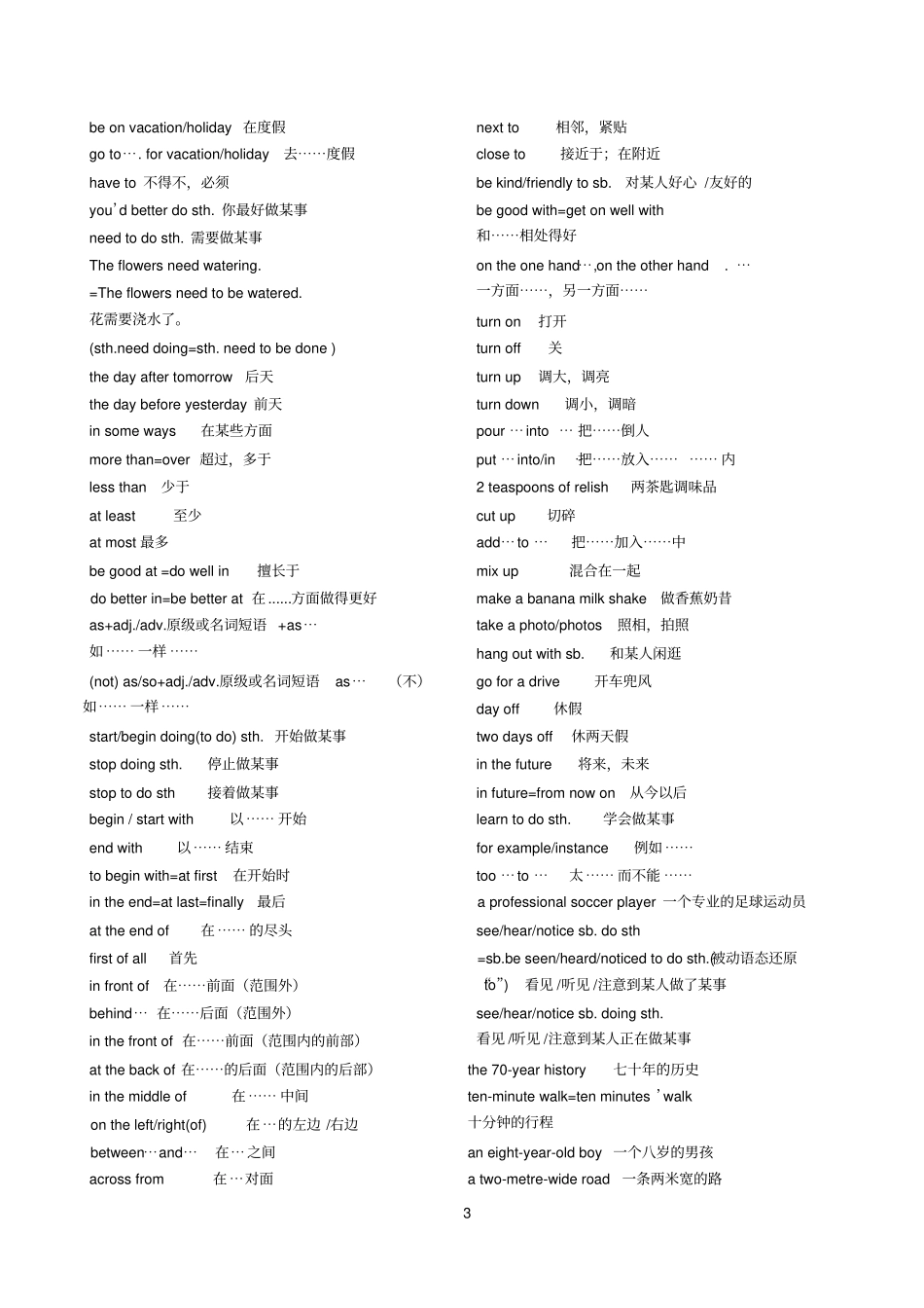 完整版初中重点短语句型汇集_第3页
