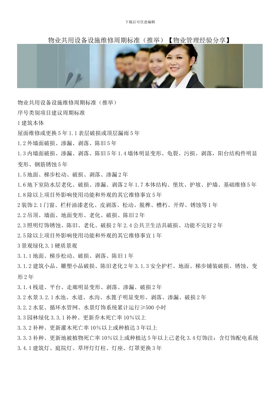 物业共用设备设施维修周期标准_第1页
