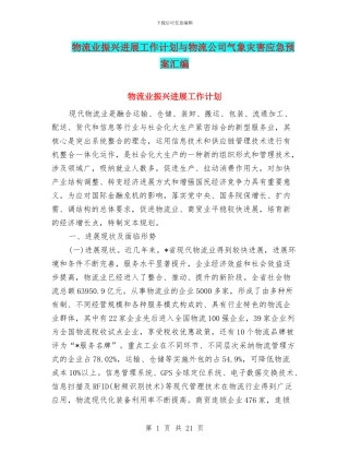 物流业振兴发展工作计划与物流公司气象灾害应急预案汇编