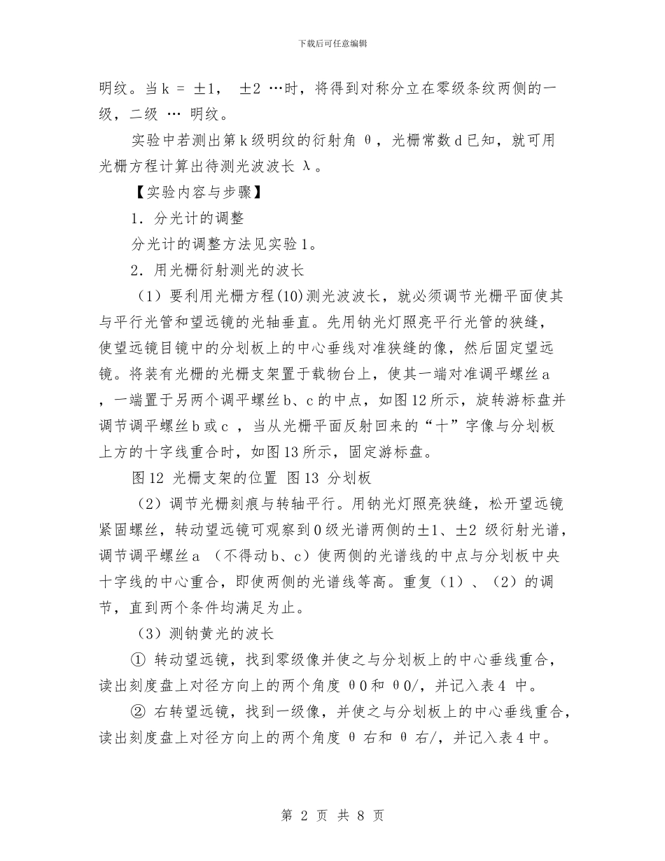 物理实验报告《用分光计和透射光栅测光波波长》与物理研究性学习报告汇编_第2页