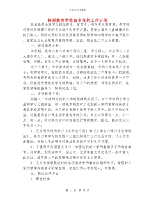 特殊教育学校班主任的工作计划