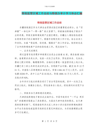特殊监管区域工作总结与特派办审计学习体会汇编