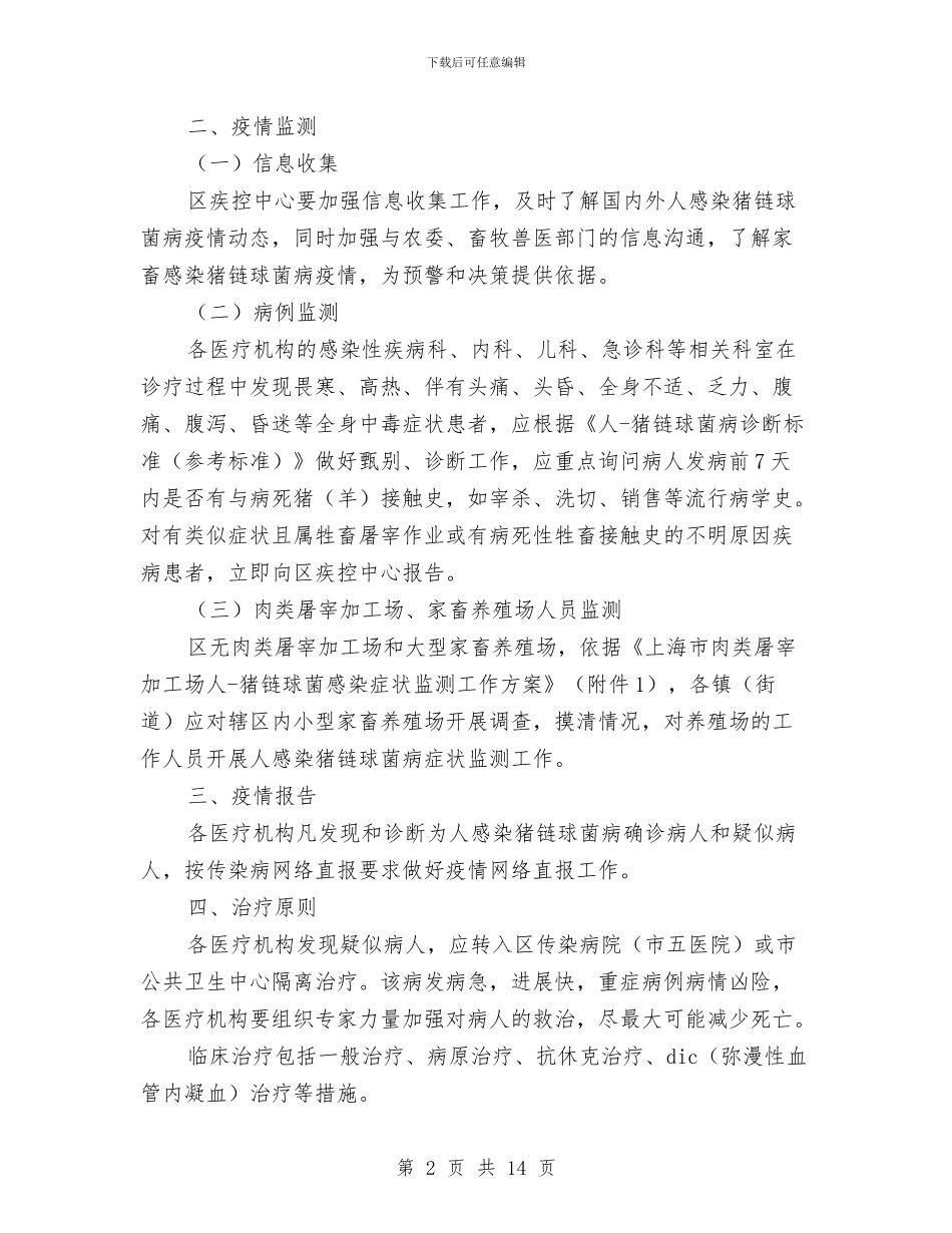 猪链球菌病预防工作方案与献血策划书模板汇编_第2页