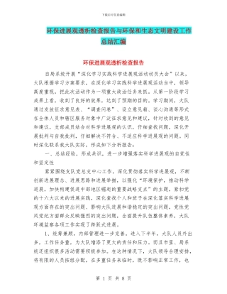 环保发展观透析检查报告与环保和生态文明建设工作总结汇编