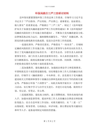 环保局践行三严三实研讨材料