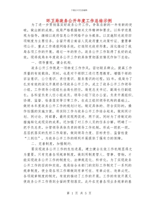 环卫局政务公开年度工作总结示例