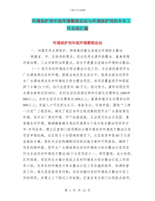 环境保护局年底环境整顿总结与环境保护局的半年工作总结汇编