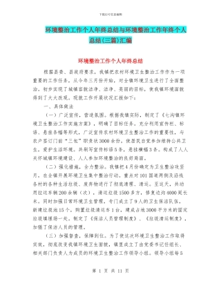 环境整治工作个人年终总结与环境整治工作年终个人总结汇编