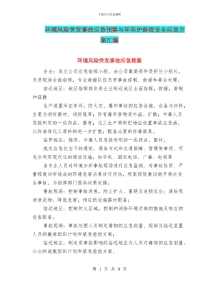 环境风险突发事故应急预案与环形炉斜底安全应急方案汇编